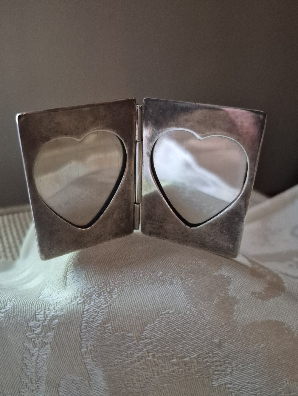 Vintage Tiffany & Co. Sterling Silver Double Heart Travel Frame - No Monogram